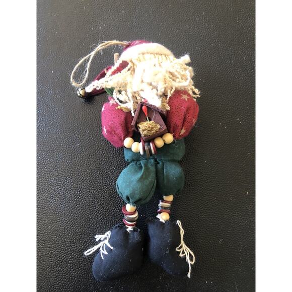 Vintage Primitive Folk Art Fabric Woodland Santa Figurine Ornament - Picture 1 of 8